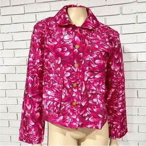 Kika Vargas x Target Women's Pink Mum Floral Scallop Pocket Jacket